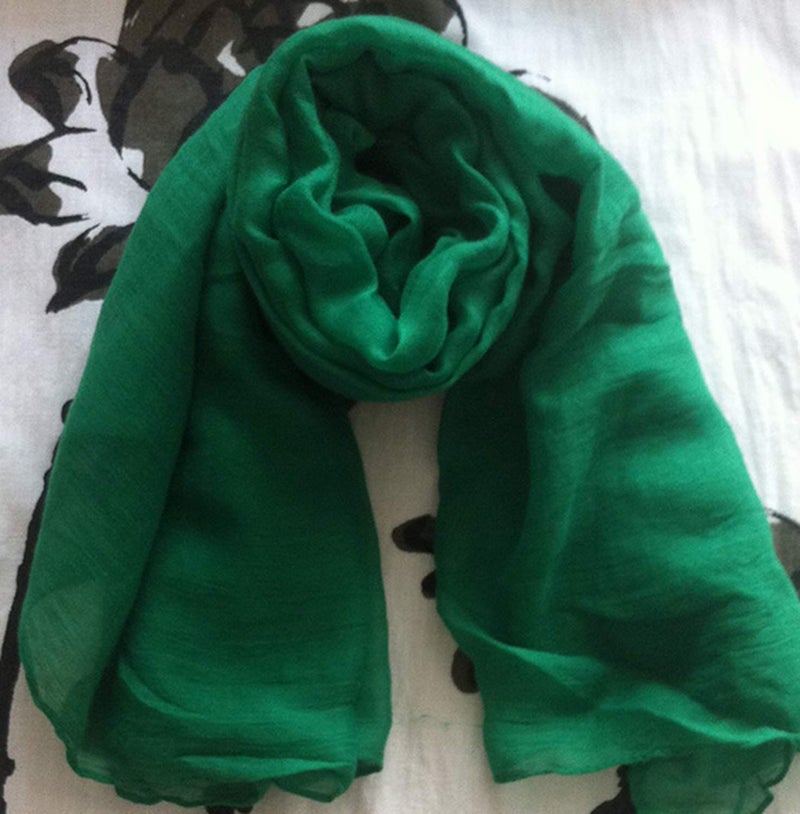 woogwin Women's Cotton Scarves Lady Light Soft Fashion Solid Scarf Wrap Shawl (One Size, DarkGreen) - Image 2