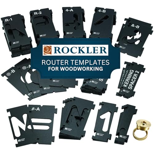 Rockler Router Letter Template Set (3-3/8” - 99 Pieces) – State Park Font Letter Router Template – Interlocking Sign Making Templates w/Letters, Numbers, Symbols - Interlock Signmaker's Templates - Image 1