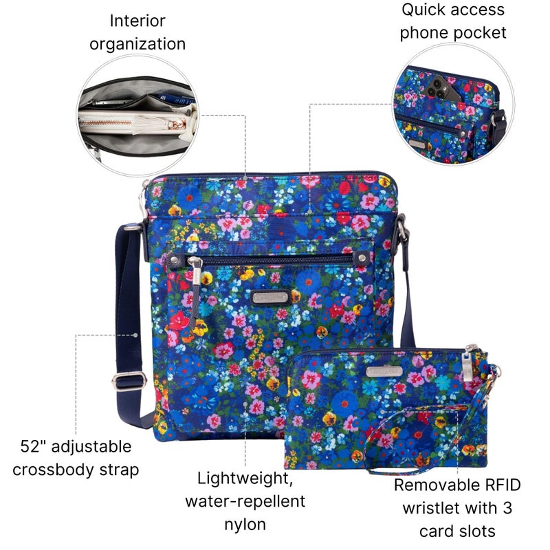 Baggallini Go Bagg with RFID Wristlet - Lightweight 10.75"x10" Travel Purse Crossbody Bag for Women - Image 3