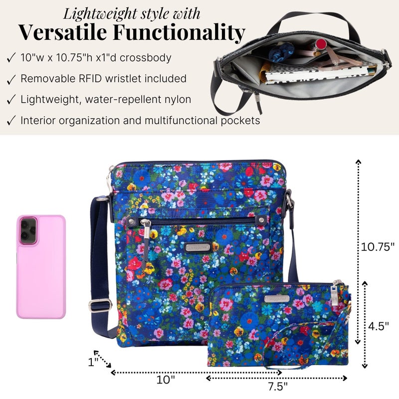 Baggallini Go Bagg with RFID Wristlet - Lightweight 10.75"x10" Travel Purse Crossbody Bag for Women - Image 4