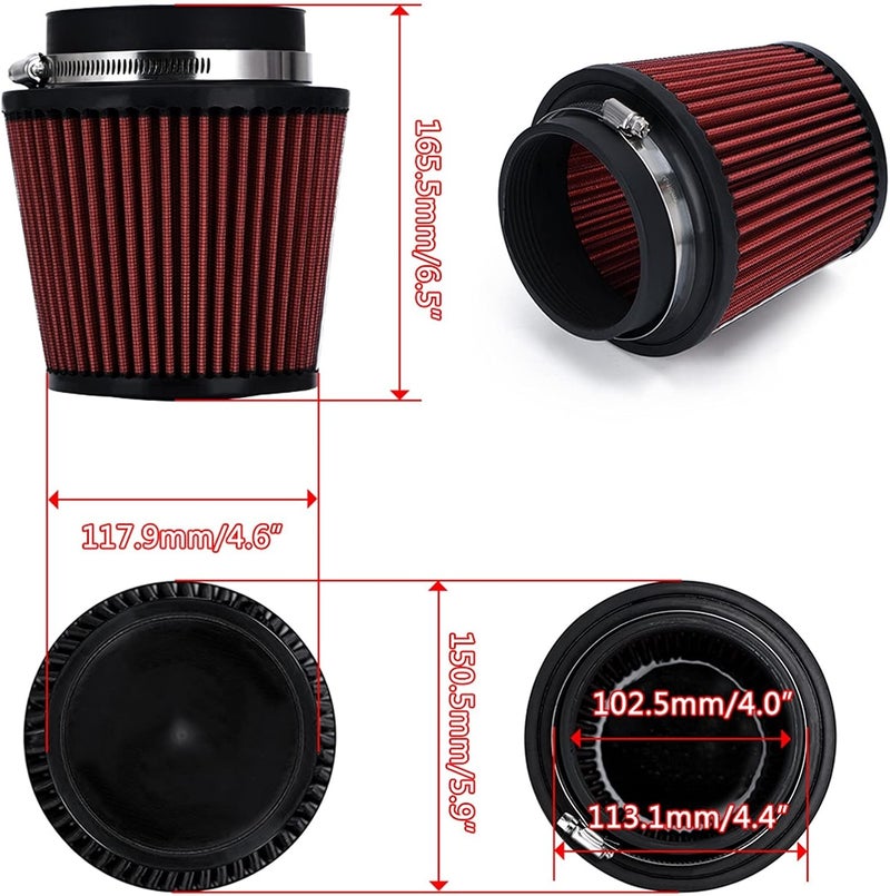 Wivplex 4" Universal High Flow Cold Air Intake Filter - Image 2