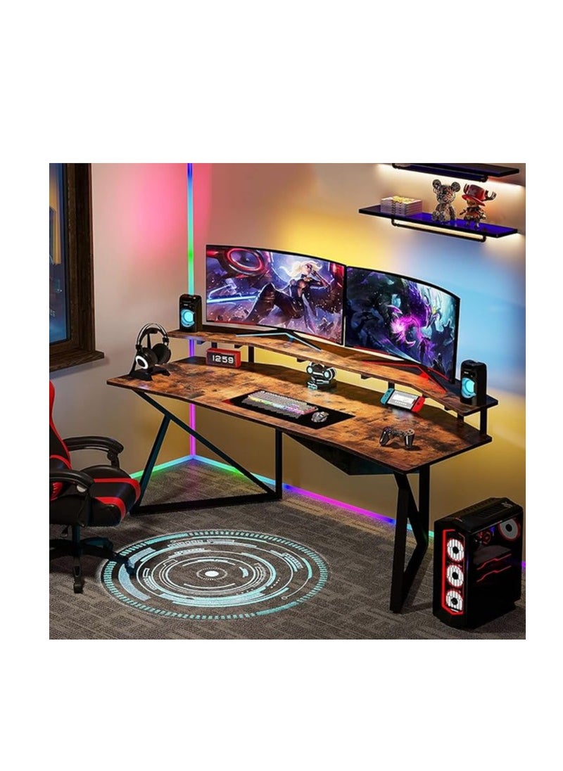 Royal Polar Large Computer Desk Home Office Desk Wing-Shaped Gaming Studio Desk 70.9” Workstation with Monitor Stand Removable Speaker Stand Headphone Stand Cup Holder  - Image 4
