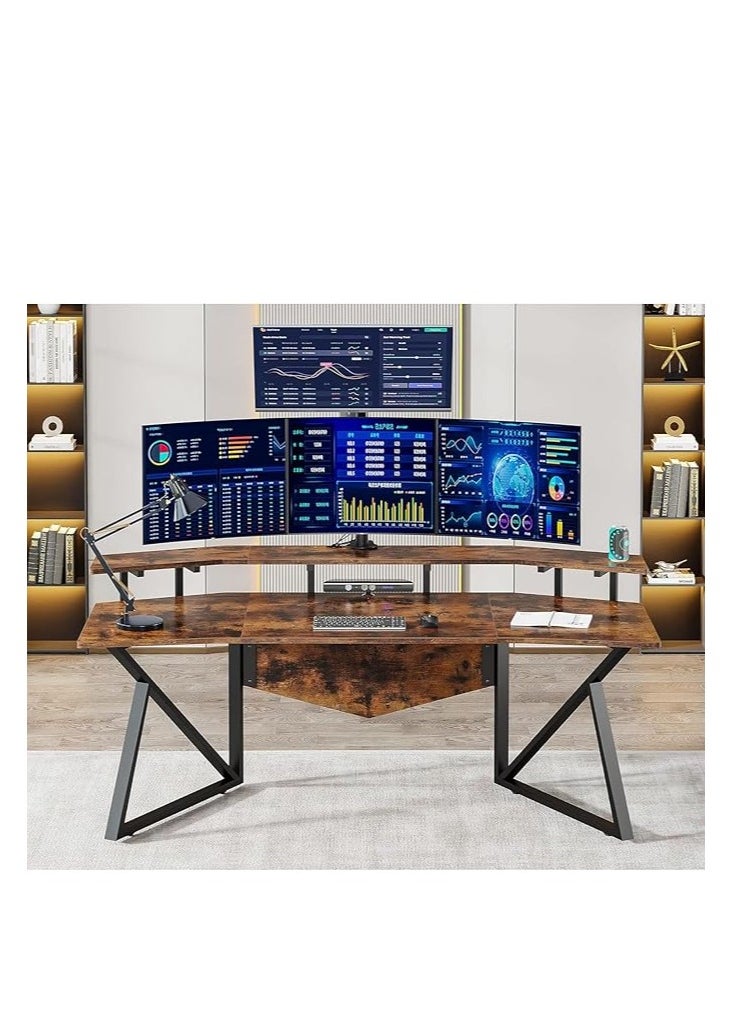 Royal Polar Large Computer Desk Home Office Desk Wing-Shaped Gaming Studio Desk 70.9” Workstation with Monitor Stand Removable Speaker Stand Headphone Stand Cup Holder  - Image 3