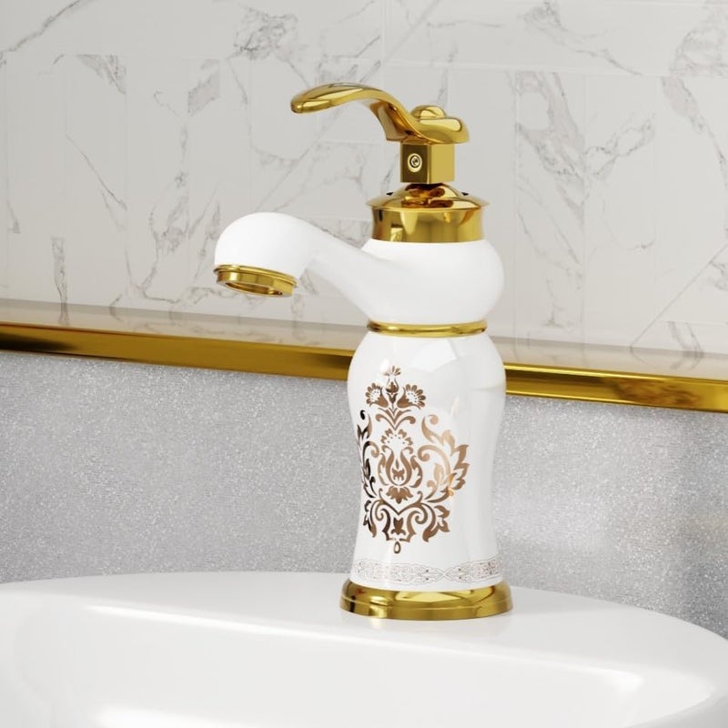 B Backline Basin Mixer Tap | Faucet Hot & Cold Bathroom Basin Tap Pillar tap for Basin | Tap for Bathroom & Livingroom (Gold) - Image 1