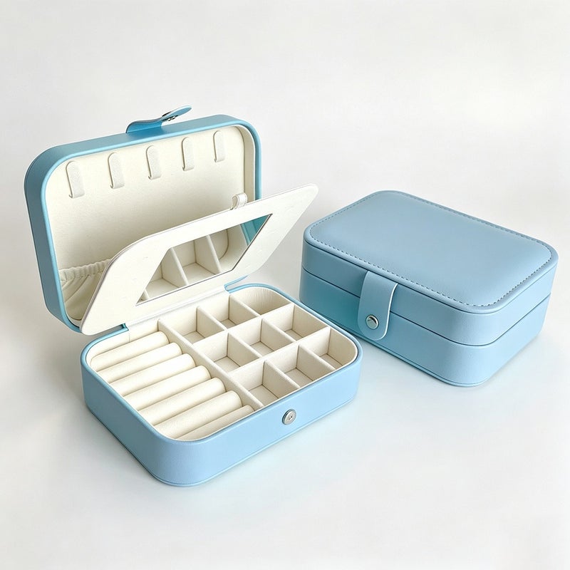 Travel-Friendly PU Leather Jewelry Box - Compact, Dustproof, Scratch-Resistant Organizer for Rings, Earrings, and Lipstick