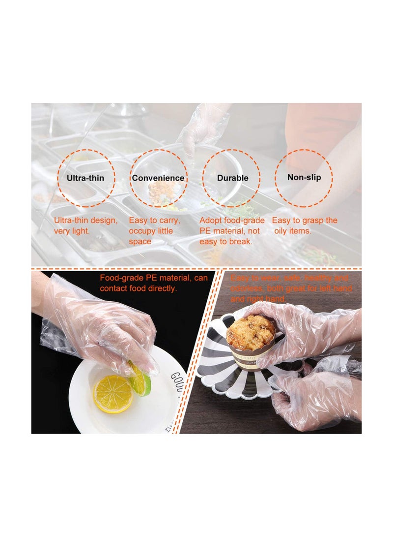GGOOT 500pcs Disposable Gloves, Clear Plastic Disposable Food Prep Gloves for Cooking Cleaning or Food Handling  - Image 5