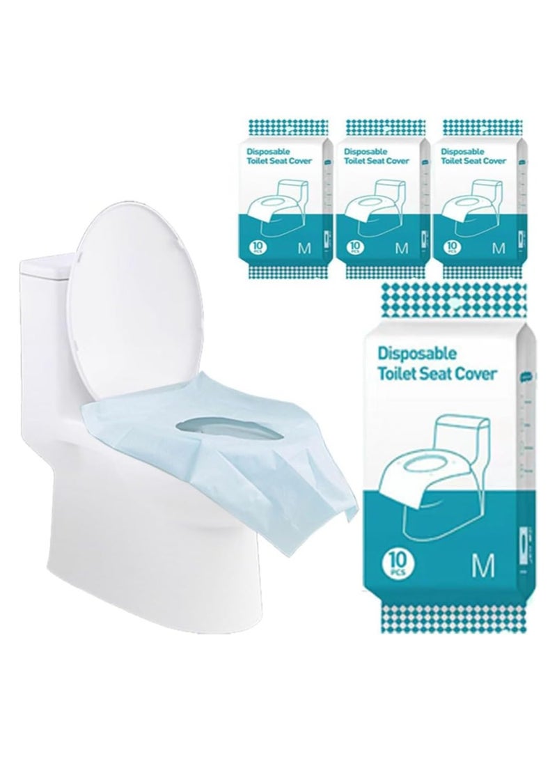 SYOSI Toilet Seat Covers Disposable 40 Pcs Toilet Seat Covers Waterproof Potty Cover 24x16" Individually Wrapped Sanitary Seat Pads for Travel Kids and Adults Use in Public Restroom/Overseas Trip - Image 1