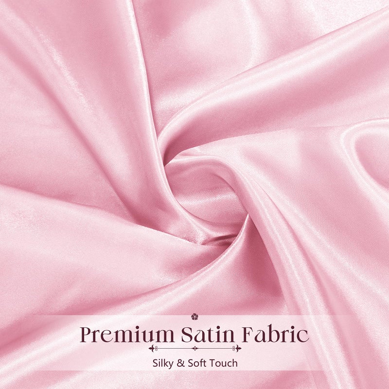 Ersmak Satin Ruffle Edge Tablecloth - Light Pink Satin Table Cover 52 x 70 Inch Rectangle Bright Silk Table Cloth for Weddings, Banquets, or Home Dining - Image 5