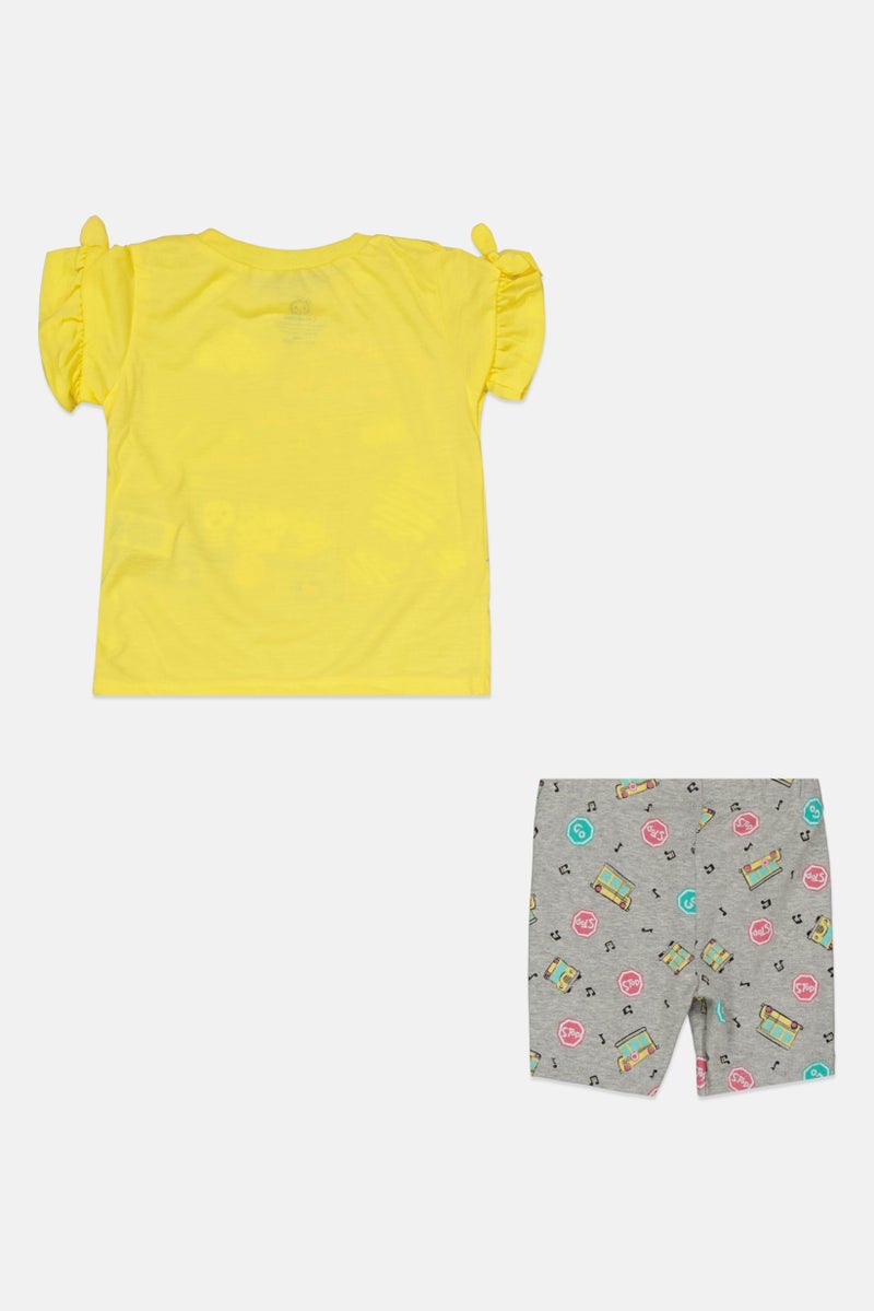 Cocomelon Toddler Girl 2 Pieces Graphic Print Top And Short Set, Yellow Combo - Image 2