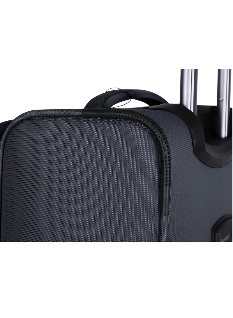 eminent Expandable Luggage Trolley Bag Soft Suitcase for Unisex Travel Polyester Shell Lightweight with TSA lock Double Spinner Wheels E777SZ Medium Checked 24 Inch Black