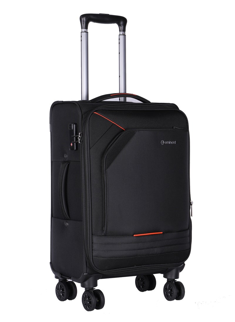 eminent Expandable Luggage Trolley Bag Soft Suitcase for Unisex Travel Polyester Shell Lightweight with TSA lock Double Spinner Wheels E777SZ Medium Checked 24 Inch Black  - Image 1