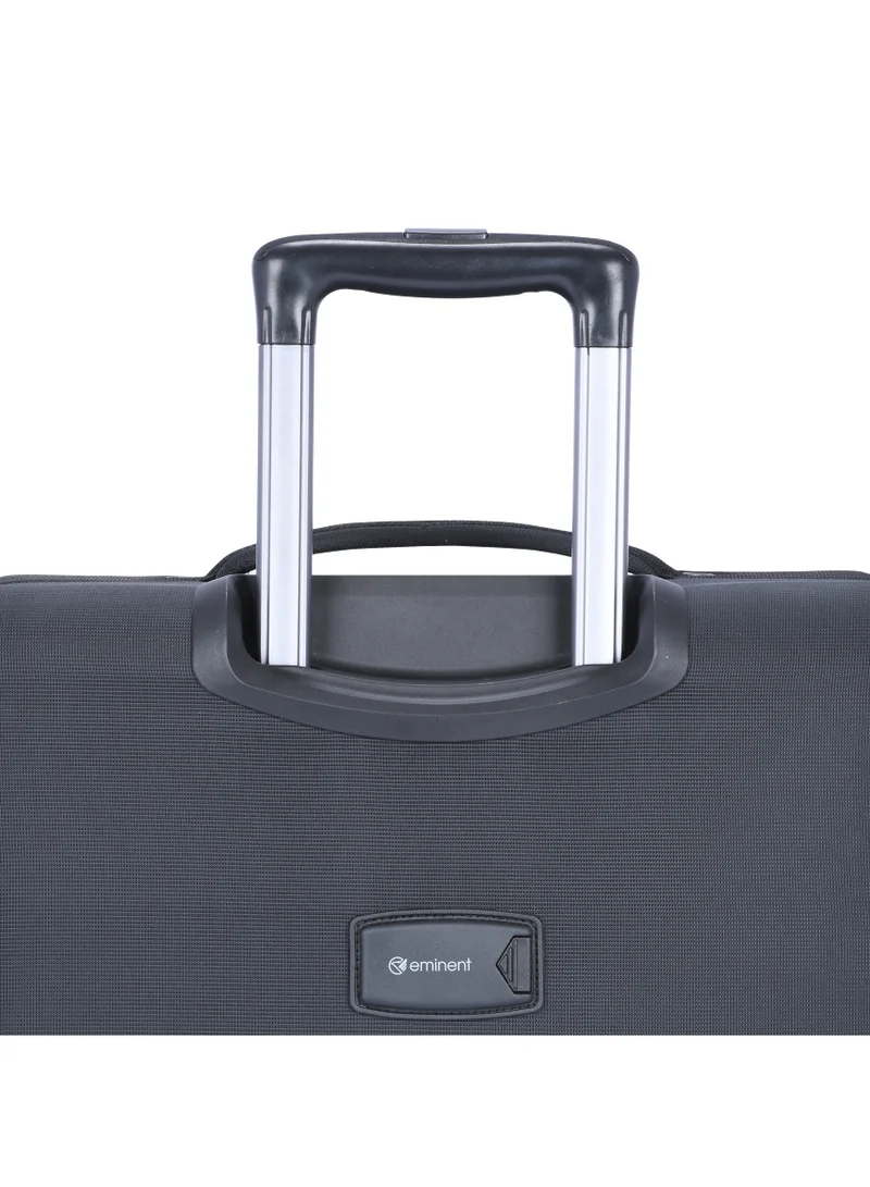 eminent Expandable Luggage Trolley Bag Soft Suitcase for Unisex Travel Polyester Shell Lightweight with TSA lock Double Spinner Wheels E777SZ Medium Checked 24 Inch Black