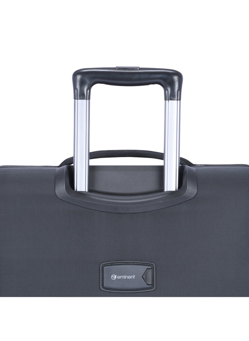 eminent Expandable Luggage Trolley Bag Soft Suitcase for Unisex Travel Polyester Shell Lightweight with TSA lock Double Spinner Wheels E777SZ Medium Checked 24 Inch Black  - Image 4