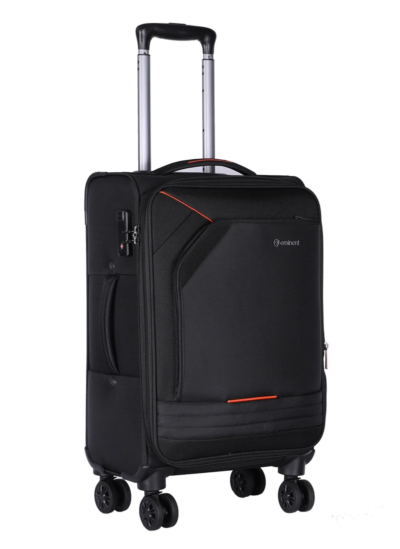 إيمينينت Expandable Luggage Trolley Bag Soft Suitcase for Unisex Travel Polyester Shell Lightweight with TSA lock Double Spinner Wheels E777SZ Medium Checked 24 Inch Black