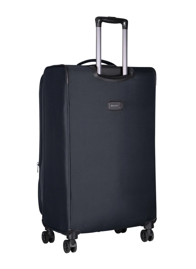 إيمينينت Expandable Luggage Trolley Bag Soft Suitcase for Unisex Travel Polyester Shell Lightweight with TSA lock Double Spinner Wheels E777SZ Medium Checked 24 Inch Black