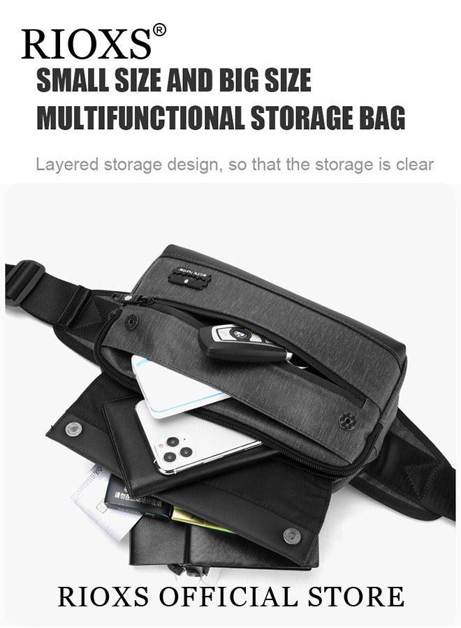 RIOXS Large Capacity Waist Pack Multi-functional Sports Mobile Phone Bag for Men and Women Casual Crossbody Sling Bag Lightweight Waterproof Daypack for Travel Hiking - Image 3