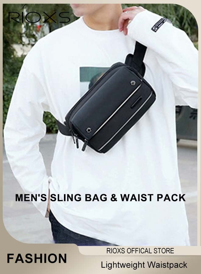 RIOXS Large Capacity Waist Pack Multi-functional Sports Mobile Phone Bag for Men and Women Casual Crossbody Sling Bag Lightweight Waterproof Daypack for Travel Hiking - Image 1