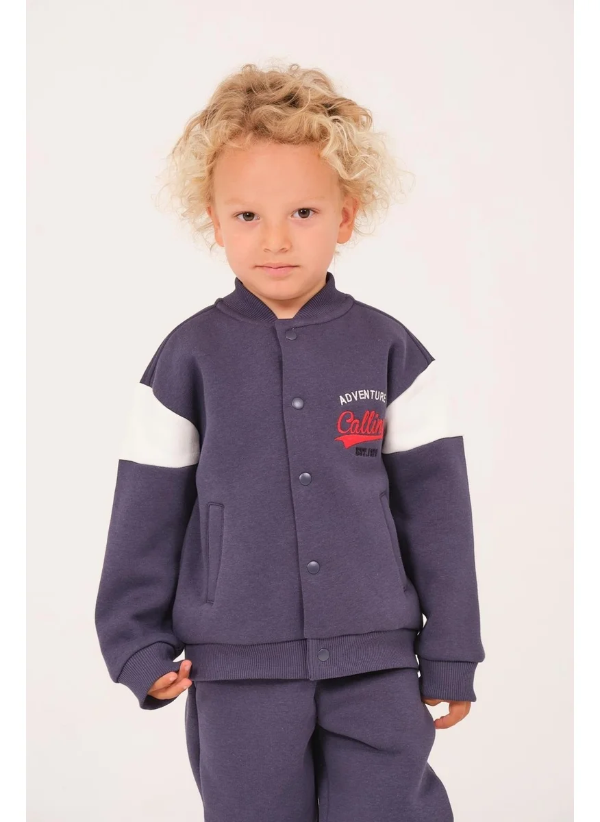 Zeyland Kids Printed College Jacket - Indigo