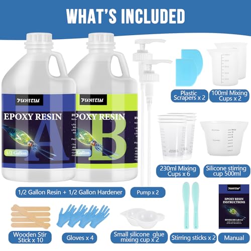 FUHITIM Epoxy Resin 1 Gallon - Crystal Clear Epoxy Resin Kit - Self-Leveling, High-Glossy, No Yellowing, No Bubbles Casting Resin Perfect for Crafts, Table Tops, DIY 1:1 Ratio - Image 5