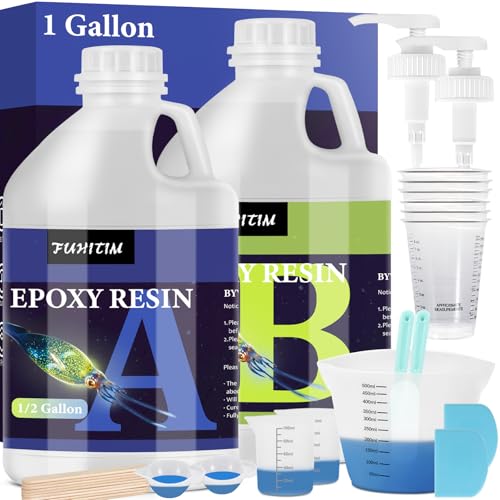 FUHITIM Epoxy Resin 1 Gallon - Crystal Clear Epoxy Resin Kit - Self-Leveling, High-Glossy, No Yellowing, No Bubbles Casting Resin Perfect for Crafts, Table Tops, DIY 1:1 Ratio - Image 1