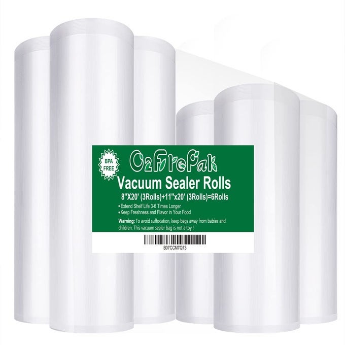 6PACK 8X203ROLLS AND 11X20 3ROLLS ROLLS VACUUM SEALER BAGS ROLLS WITH BPA FREEHEAVY DUTY VACUUM SEALER STORAGE BAGS ROLLSCUT TO SIZE ROLLGREAT FOR SOUS VIDE COOKING
