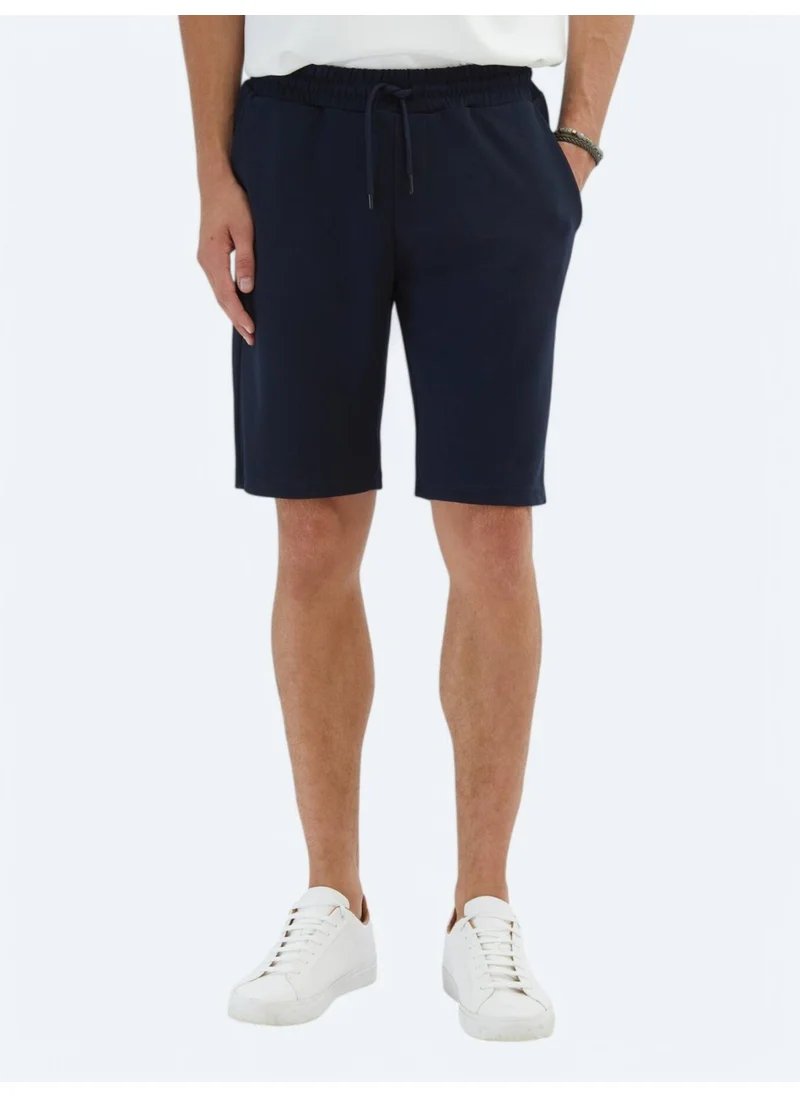 Kip Navy Blue Plain Knitted Jogging Fit Sports Bermuda