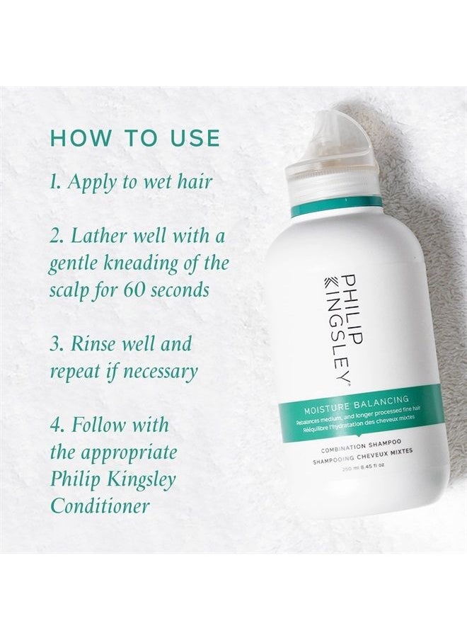 Philip Kingsley - Moisture Balancing Combination Shampoo Hydrating for Dry Oily Hair, Hydration Anti-Frizz Anti-Oxidant Shampoo Gentle Cleansing Hydrates Adds Shine, 8.45 oz - Image 1