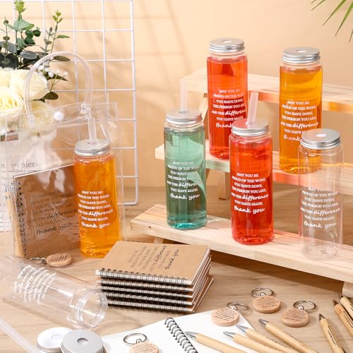 Tosstuki 120 Pcs Employee Appreciation Gifts Bulk Thank You Gifts Set 17 oz Clear Cups Inspirational Spiral Notebooks with Motivational Pens Keychain Bag for Team Coworker Staff (Thank You) - Image 4