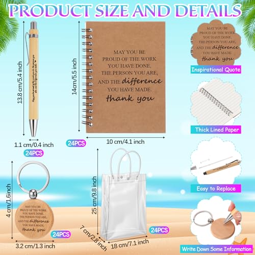 Tosstuki 120 Pcs Employee Appreciation Gifts Bulk Thank You Gifts Set 17 oz Clear Cups Inspirational Spiral Notebooks with Motivational Pens Keychain Bag for Team Coworker Staff (Thank You) - Image 3