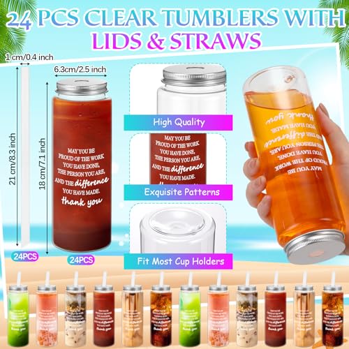 Tosstuki 120 Pcs Employee Appreciation Gifts Bulk Thank You Gifts Set 17 oz Clear Cups Inspirational Spiral Notebooks with Motivational Pens Keychain Bag for Team Coworker Staff (Thank You) - Image 2