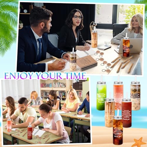 Tosstuki 120 Pcs Employee Appreciation Gifts Bulk Thank You Gifts Set 17 oz Clear Cups Inspirational Spiral Notebooks with Motivational Pens Keychain Bag for Team Coworker Staff (Thank You) - Image 5