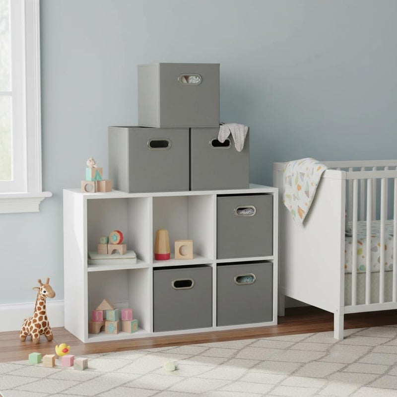 Household Essentials 84-1 Foldable Fabric Storage Bins | Set of 6 Cubby Cubes with Handles | Gray - Image 3