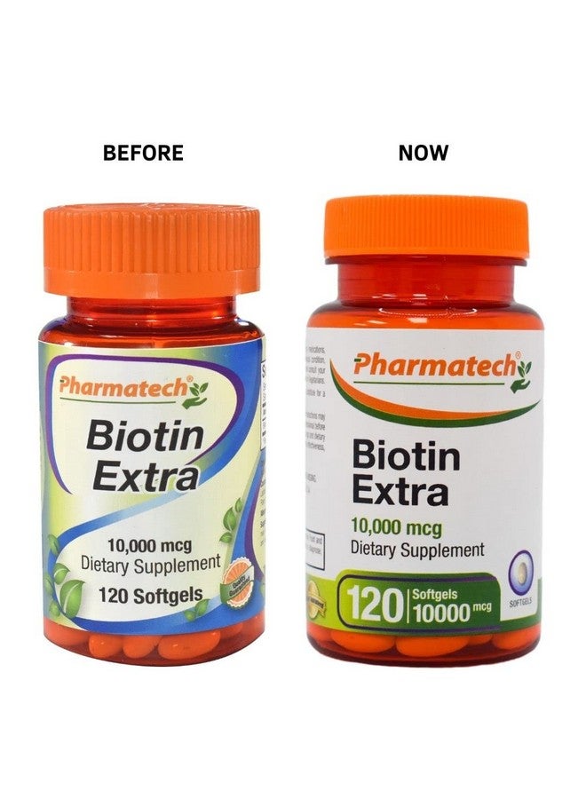 PHARMATECH Biotin Vitamin For Hair Growth Biotin 10000Mcg Improves Skin And Nails Quality Vitamin B7 Supplement For Women Gluten Free 120 Softgels Pharmatech® - Image 3