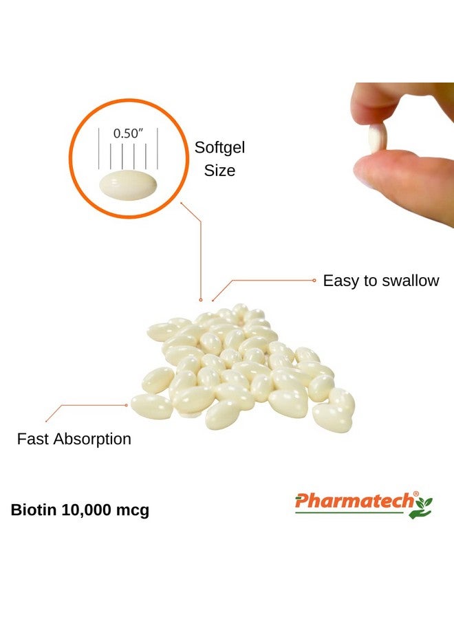 PHARMATECH Biotin Vitamin For Hair Growth Biotin 10000Mcg Improves Skin And Nails Quality Vitamin B7 Supplement For Women Gluten Free 120 Softgels Pharmatech® - Image 5
