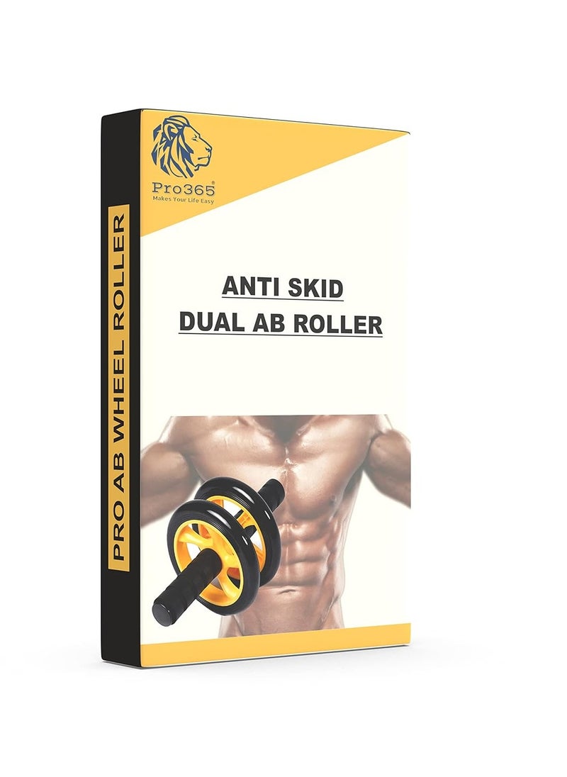 PRO365 Home Gym Ab Roller/Indoor Ab Wheel for Abs Workouts /Dual Abdominal Exercise/Core Workouts for Men and Women (6 MM Safe Knee Mat, Yellow Roller)  - Image 2