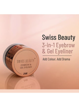 Swiss Beauty Waterproof Eyebrow & Gel Eyeliner 2 In 1 With Brush | Smudge Proof Gel Eyeliner And Eyebrow Definer Pencil | Shade- 01 Black, 7G - view 2