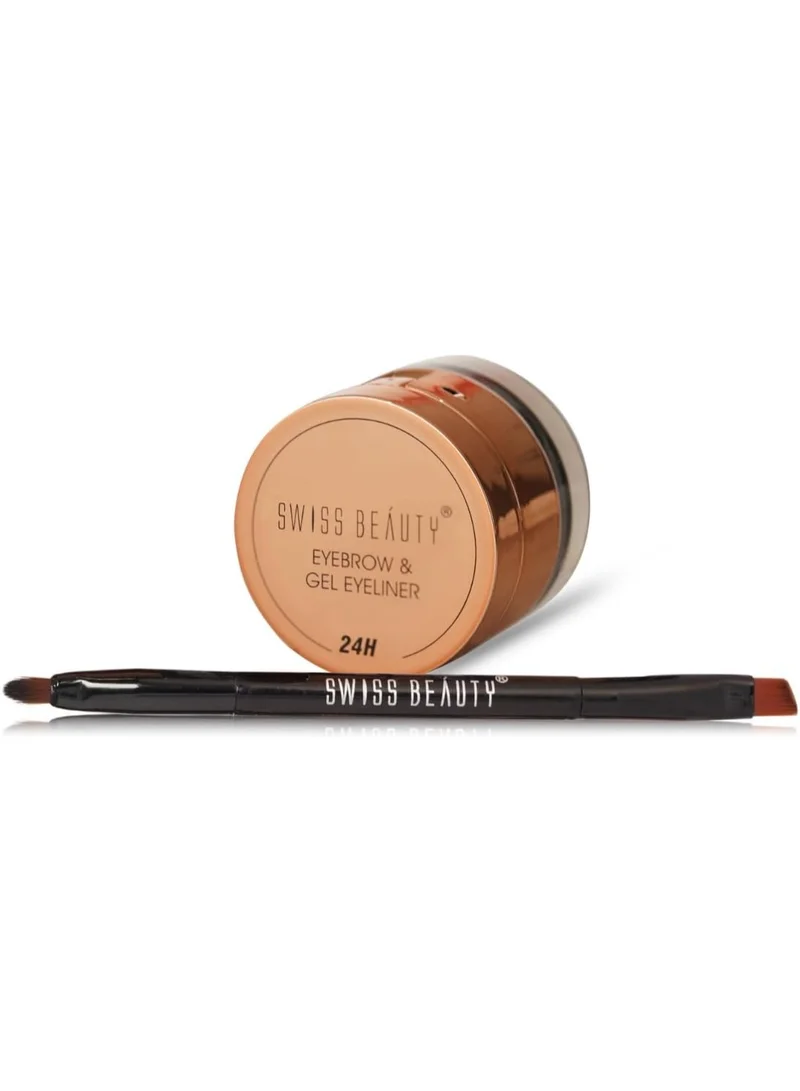 Swiss Beauty Swiss Beauty Waterproof Eyebrow & Gel Eyeliner 2 In 1 With Brush | Smudge Proof Gel Eyeliner And Eyebrow Definer Pencil | Shade- 01 Black, 7G