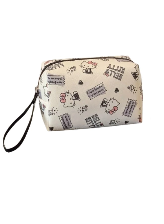 سانريو حقيبة مستحضرات التجميل هالو كيتي - حقيبة مكياج لطيفة بسحاب، منظم سفر للفتيات والنساء - Image 1