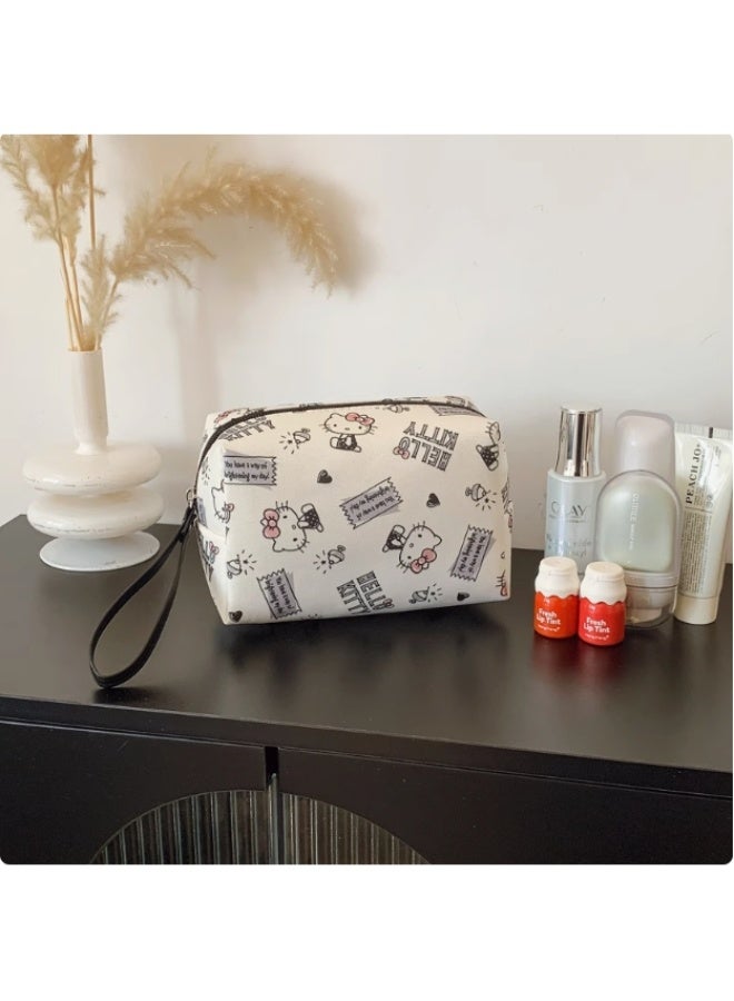 سانريو حقيبة مستحضرات التجميل هالو كيتي - حقيبة مكياج لطيفة بسحاب، منظم سفر للفتيات والنساء - Image 3
