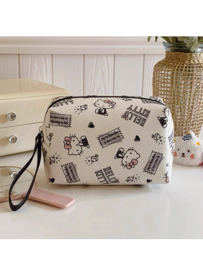 سانريو حقيبة مستحضرات التجميل هالو كيتي - حقيبة مكياج لطيفة بسحاب، منظم سفر للفتيات والنساء - Image 2