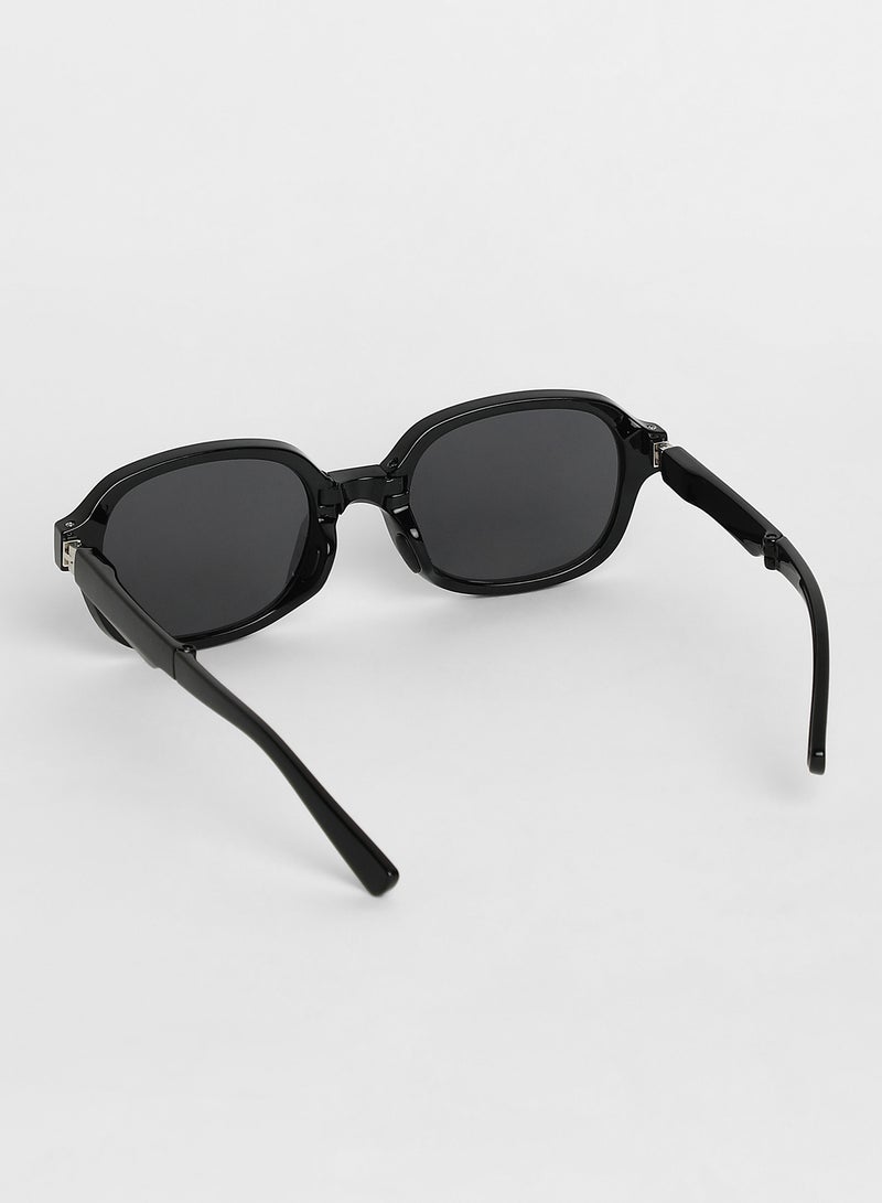 Haute Sauce Unisex Foldable Rectangular Sunglasses For Casual Wear | One-Size | Black Polycarbonate Frame | Black Polarized Lens | Full Rim | Eyewear For Woman & Girls - Image 4