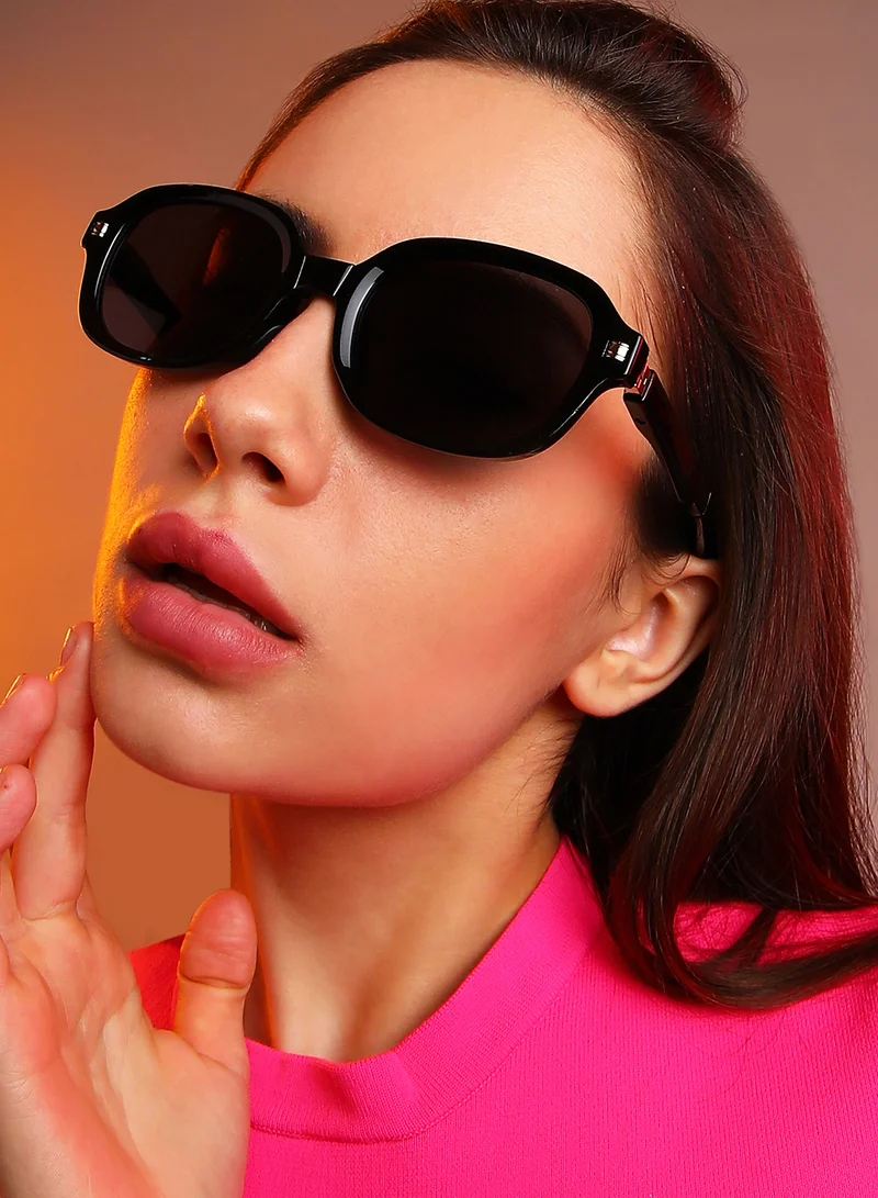 Haute Sauce Haute Sauce Unisex Foldable Rectangular Sunglasses For Casual Wear | One-Size | Black Polycarbonate Frame | Black Polarized Lens | Full Rim | Eyewear For Woman & Girls