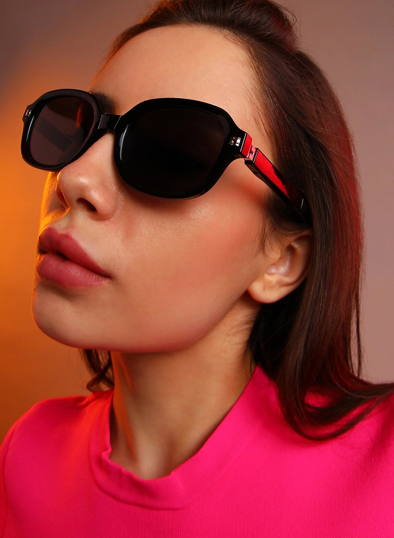 Haute Sauce Unisex Foldable Rectangular Sunglasses For Casual Wear | One-Size | Black Polycarbonate Frame | Black Polarized Lens | Full Rim | Eyewear For Woman & Girls - Image 3