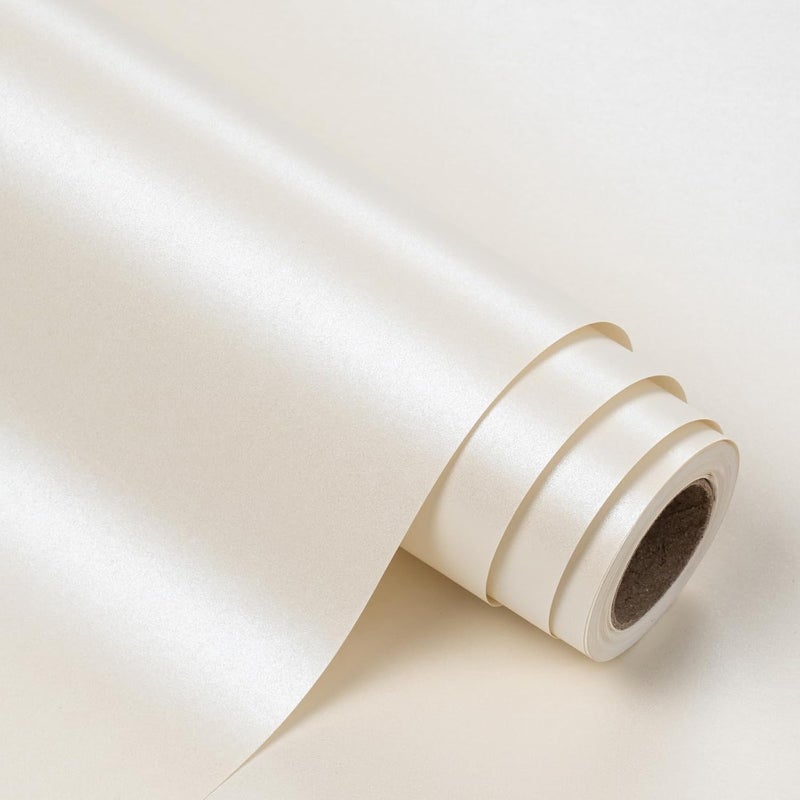 WRAPAHOLIC Cream Pearl Glossy Wrapping Paper,Off White Solid Color Gift Wrapping Paper - Perfect for Birthday,Baby Shower,Wedding,Valentine's Day - 17in x 32.8ft Roll, 46 Sq. Ft - Image 1