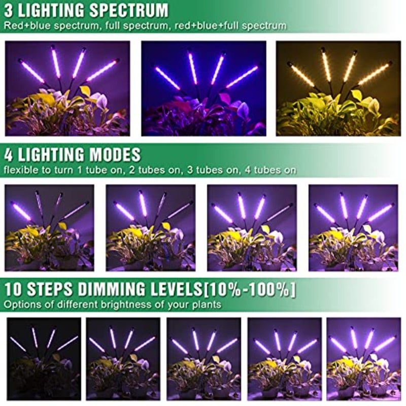 LED Grow Lights for Indoor Plants Full Spectrum 15-60 Inches Adjustable Tripod Stand Red Blue White Floor Grow Lamp 4/8/12H Timer with Remote Control Home Garden Office Use - Image 4