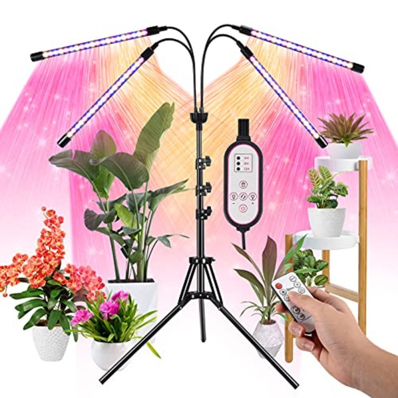 LED Grow Lights for Indoor Plants Full Spectrum 15-60 Inches Adjustable Tripod Stand Red Blue White Floor Grow Lamp 4/8/12H Timer with Remote Control Home Garden Office Use - Image 1