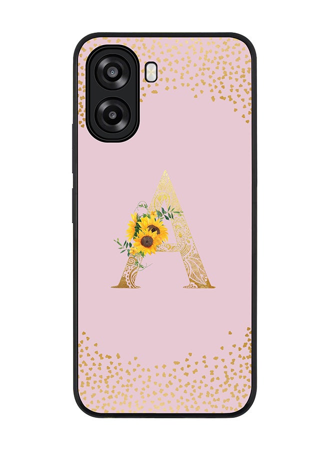Stylizedd For Oppo A6t 5G / A6t 4G Case,Slim fit Camera Protection, Shockproof Thin Phone cover  - Custom Floral Monogram - A  (Pink ) - Image 1