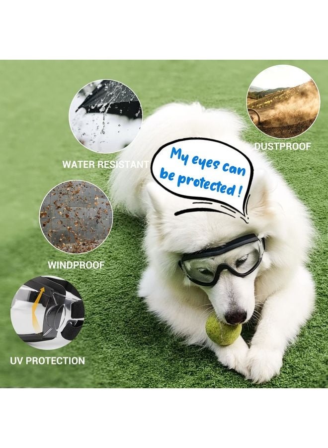 Pet Sunglasses Medium to Large Dog UV Transparent Goggles Windproof Anti-Dust Snowproof Pet Glasses with Elastic Straps, Clear - Image 3