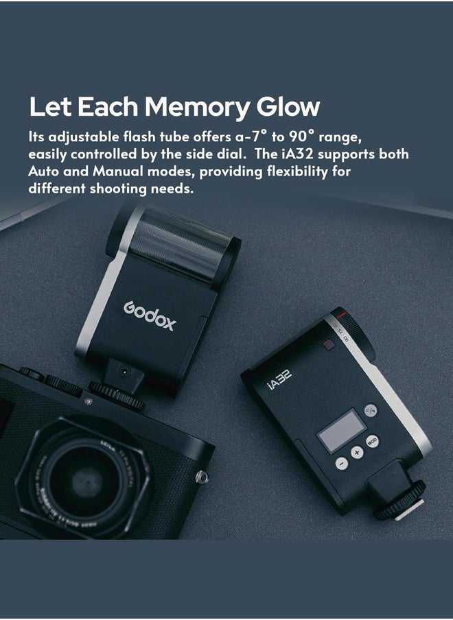 Godox Godox iA32 iFlash Camera Flash Mini Speedlite GN15 A/M Mode with S1/S2 Optial Trigger Tiltable Flash Head for Fuji,Canon,Nikon,Sony,Olympus,Panasonic Camera  - Image 5