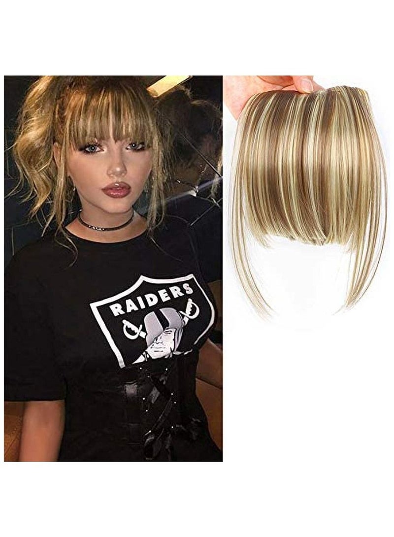 إستيل أطراف وصلات شعر مزينة بمشبك في الانفجارات 6 قطعة شعر قصيرة مستقيمة أمامية أنيقة بانغ وجهين أشقر 18H613 - Image 1